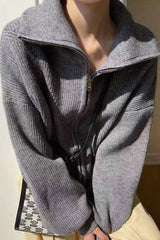 Slouchy High Neck Loose Solid Sweater