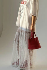 Jacquard Lace High Waist Maxi Skirt