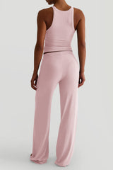Casual Sporty Tank Top Palazzo Pants Set
