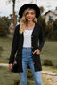 Brushed Ribbed Long Sleeve Cardigan Black / S