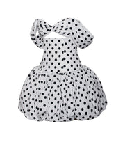 Umika Polka Dots Charming Bubble Hem Mini Dress Dresses