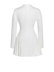 Delia White Blazer Charming Dress with Pleated Detail Dresses