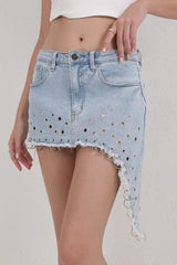 Stylish Design Denim Hot Girl Mini Skirt