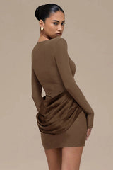 Solid Color Ruched Bodycon Dress