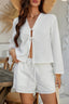Casual Button Cardigan Beach Shorts Set