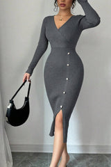 Slim Fit Midi Knit Sweater Dress