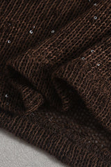 Sheer Sparkling Deep V Cowl Neck Halter Tank Top