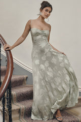 Dainty Lace Spaghetti Strap Tie Waist Prom Dress