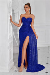 Strapless Split Maxi Party Dress