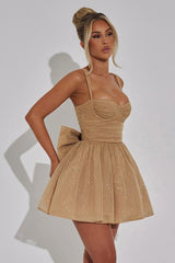 Satin Bow A-Line Mini Dress
