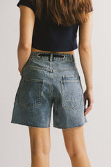 Vintage Washed Loose Fit Denim Drawstring Shorts