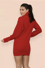 Collared Loose Knit Mid Length Pullover Sweater Dress