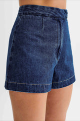 Casual High Waist Vest Denim Shorts Set