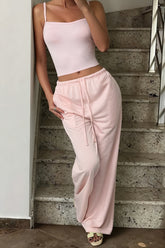 Casual Racerback Tank Top Pants Set