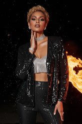 Black Sequin Long Sleeve Jacket