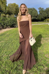 Off Shoulder Strapless Sleeveless Bodycon Midi Prom Dress