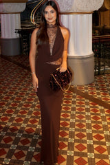 Halter Lace Cowl Bodycon Dress