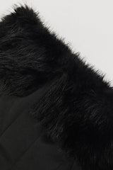 Faux Fur Collar Off Shoulder Bodycon Dress