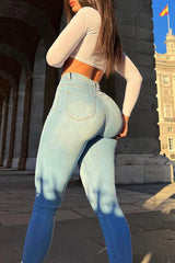 Mid Waist Stretch Skinny Jeans