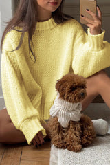 Minimalist Solid Color Loose Crewneck Knit Sweater