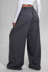 Mid Rise Pleated Fluid Wide Leg Pants