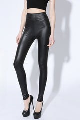 Plus Size Faux Leather High-Rise Stretch Leggings