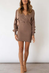 Cable Knit V Neck Bodycon Midi Dress