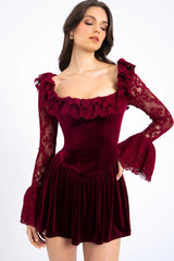 Velvet Bell Sleeve Bodycon Dress