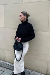 Striped Turtleneck Bell Sleeve Sweater