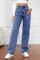 High Waist Slim Straight Leg Jeans