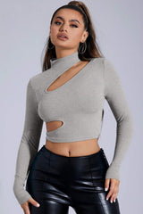 Bodycon Mock Neck Long Sleeve Crop Top