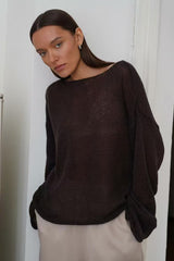 Openwork Round Neck Oversized Sweater