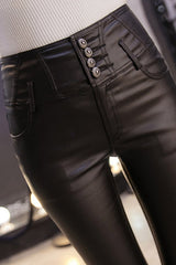 Thermal PU Coated Fleece Lined Plus Size Tapered Leggings