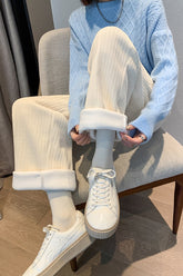 High Waist Corduroy Knit Pants