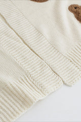 Bear Embroidery Short Christmas Cardigan