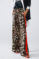 Chic Leopard Print Relaxed Wide Leg Pants