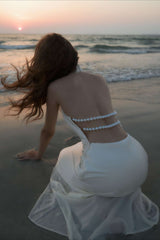 Satin V-Neck Halter Backless Maxi Party Dress