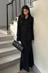 V Neck High Waist Fishtail Two Piece Blazer Skirt Set