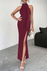 Backless Tie High Slit Party Dress
