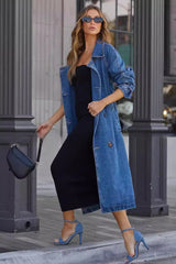 Denim Duster Buttoned Overcoat