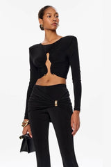 Chic Ruched Bodycon Top Pants Set