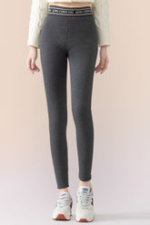 Ribbed Cotton Fleece Lined Slim Fit Ankle Length Leggings