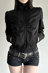 Ruched Waist Biker Jacket