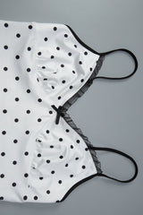 Silk Polka Dot Halter Top High Slit Pencil Skirt Set