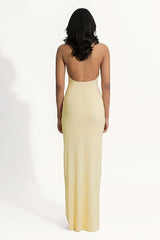 Halter Deep V Backless Bodycon Maxi Prom Dress