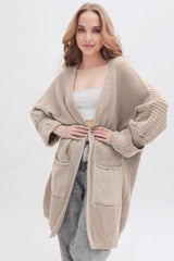 Oversized Long Knit Cardigan S / Khaki