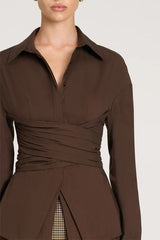 Waist Defining Tie Slim Fit Blouse