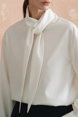 Elegant Lightweight Draped Tie Neck Blouse