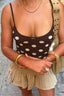 Brown Polka Dot Square Neck Cami