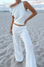 Casual Embossed Knit Sleeveless Pants Set